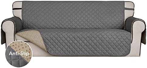 ISSUNTEX Super Anti-Slip Covers for 3 Cushion Couch Water Resistant Quilted Sofa Slipcover Furniture Protectors for Dogs, Pets, Kids ( Gray)