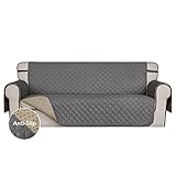 ISSUNTEX Super Anti-Slip Covers for 3 Cushion Couch Water Resistant Quilted Sofa Slipcover Furniture Protectors for Dogs, Pets, Kids ( Gray)