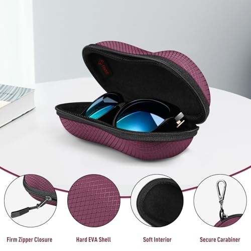 Image of FINTIE Sunglasses Case, Hard EVA Shell Shockproof Sport Glasses Case with Metal Carabiner Travel Zipper Eyeglasses Holder