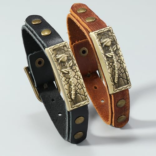 Pulsera Boho de Cuero Ajustable Marrón Vintage miniatura 4