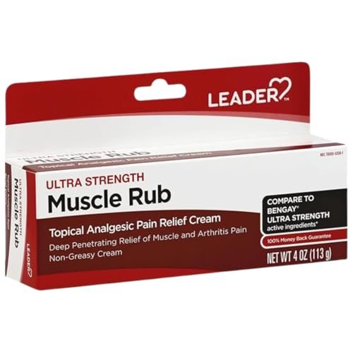 Image of Leader Muscle Rub - Fast-Acting, Deep Penetrating Relief for Sore Muscles and Joints, Minor Arthritis and Back Pain Relief, Non-Greasy Formula Topical Analgesic, Camphor, Menthol & Methyl Salic