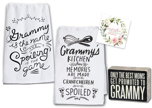 18Th Street Gifts Grammy Gift Set, 3 Item Kitchen Decor Set With 2 Dish Towels And Promoted To Grammy Sign #TOP8