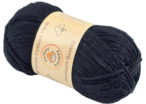 Image of 10-Pack of Yonkey Monkey 500 Grams Yarn - 70% Rayon derived from Bamboo, 30% Cotton - Imported - Black 9002