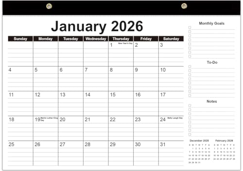 Desk Calendar 2026-12 Months Calendar from January 2026 to December 2026 2026 Desk Calendar with Thick Paper 12 x 17 Black