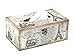 Bellaa Tissue Box Holder Rectangular Vintage Antique Book Paper Napkin Dispenser Home Office Car Top Lid Wooden Refillable Big Fits All Boxes (Paris)