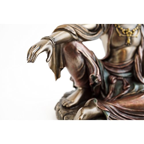 Estatua Quan Yin en bronce fundido 7.25 in x 6.5 in miniatura 6