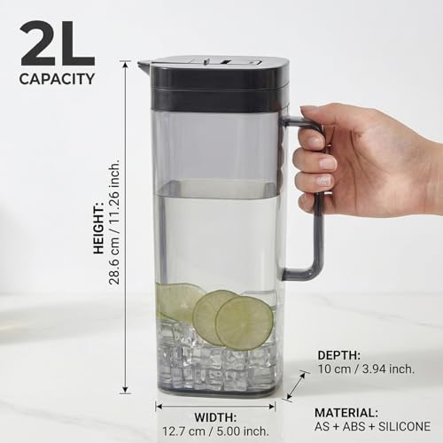 Pichet en plastique avec couvercle 2L robuste et résistant - 6