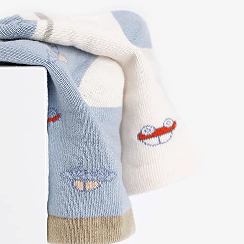 Cotton Socks For Boys 4pcs Infant Socks Floor Socks Summer Cotton Socks Cartoon Thin Breathable Autumn (Blue, 1-3 Years)3