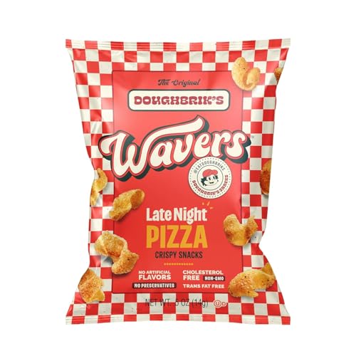 Image of WAVERS by Doughbrik's Snacks, Late Night Pizza Flavor 0.5 oz Bags, Crispy Crunchy Texture Perfect Anytime Snack Made in the USA (6-Pack)