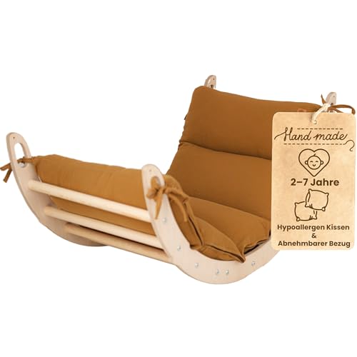 WoodsCraft Kletterbogen mit Kissen - Holz Klettergerüst Indoor...