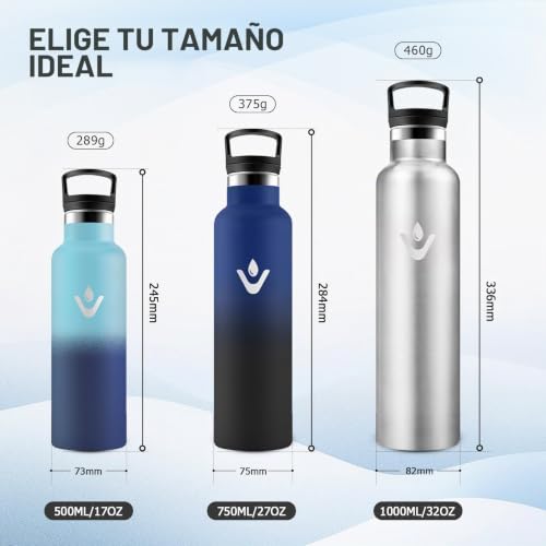 Miniatura 5 de Botella Agua Acero Inoxidable 1l, Aislamiento Térmico De Doble Pared, Botella Termica Con Pajita, Sin Bpa, A Prueba De Fugas, Cantimplora Reutilizable Para Oficina, Camping, Guardería, Bicicleta