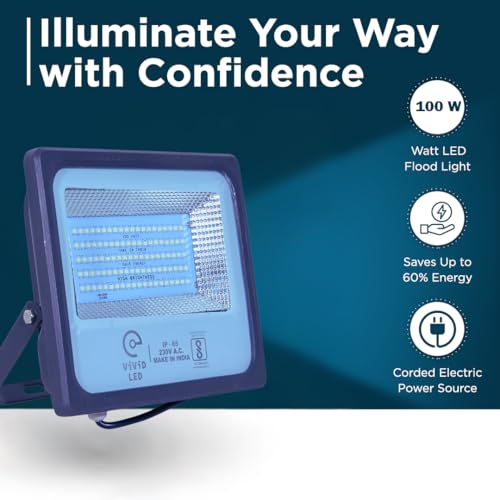 Image of 100 Watt LED Flood Light, 2 Years Warranty, Waterproof (White, Pack of 2)