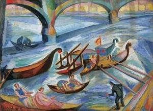Peinture à l'huile Danube 1925 Armand Schonberger toile 30x36 pouces