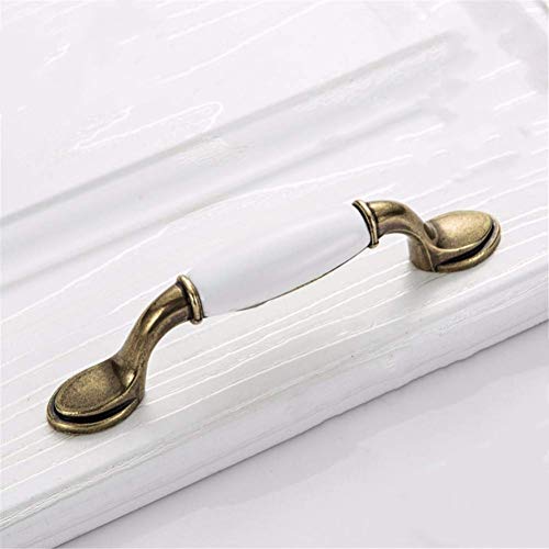 WanJiaMen'Shop Poignées et poignées de Portes de Meubles de Cuisine en céramique européenne Antique Blanche Blanche Antique européenne de Porte 2 poignées, 3026 Cover