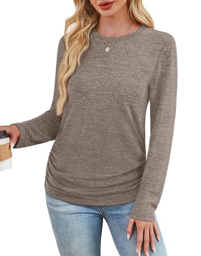 SAMPEEL Womens Sweaters Long Sleeve Shirts Fall Fashion 2025 Trendy Tops Ruched Outfits Winter Clothing2