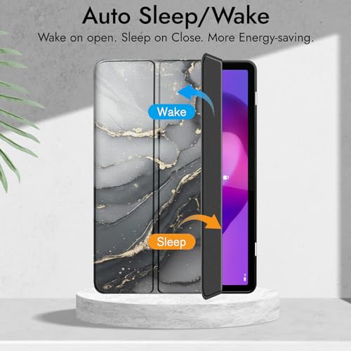 Image of Robustrion Cover for Lenovo Idea Tab Plus 12.1 inch Cover Case with [Pencil Holder], Trifold Cover Case for Lenovo Idea Tab Plus Tablet Cover [Auto Sleep Wake Support] - Ocean Black