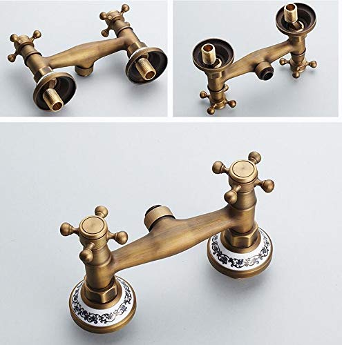 Pomme de douche à commande de température rétro en cuivre blanc avec tuyau de douche - 4