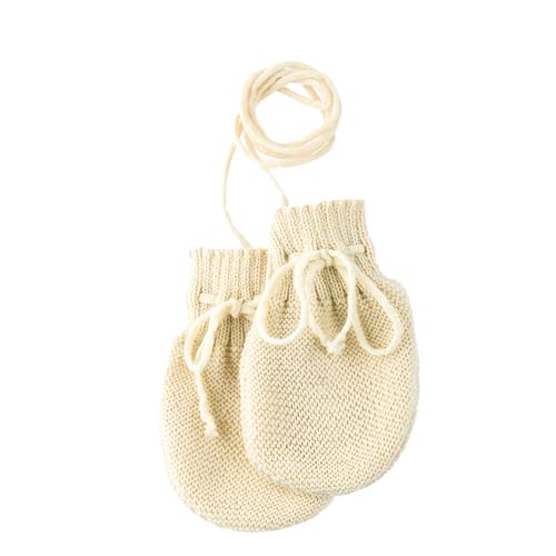 Disana STRICK-HANDSCHUHE Neugeborene & Baby - 100% Bio-Merino – warm & weich - unisex Neugeborene - nachhaltig & fair - Weite regulierbar & mit Strickkordel verbunden - made in Germany | Natur