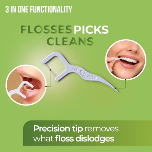 Image of Bentodent Toothpaste Biodegradable Dental Floss Picks- 30 Pcs Triple Cleaning Action
