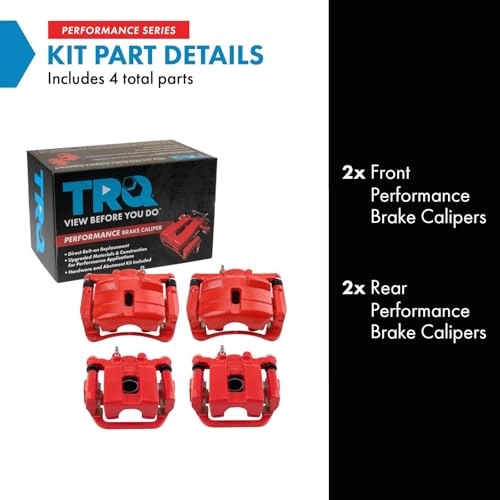 Image of TRQ Performance Front and Rear Brake Caliper Set Coated Brackets Compatible with 2014-2018 Nissan Rogue