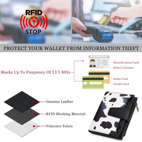 Image of Airkit Small Wallet Women RFID Blocking Soft Leather Bifold Compact Card Holder Wallet for Women with Zipper Coin Pocket 4 ID Window