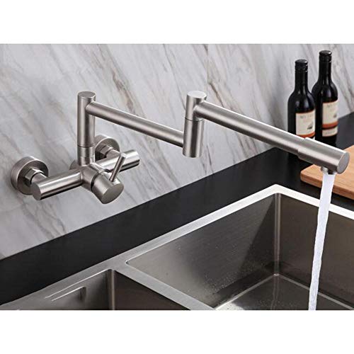 Robinet de cuisine mural en acier inoxydable brossé au design épuré durable - 2