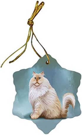 Doggie of the Day Himalayan Cat Christmas Snowflake Ceramic Ornament