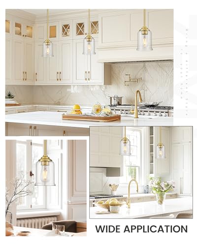 Image of zeyu 2-Pack 1-Light Glass Pendant Light with Clear Glass, ZSL104MIL-2 BG