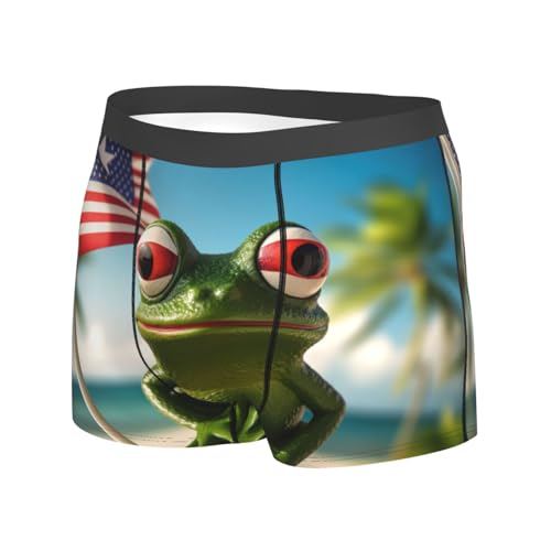 Puerto Rico Flag Frog Palm Trees print Mens Underwear Boxer Briefs Breathable Soft Moisture Wicking Fly Underwear2