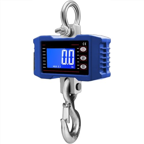 High Precision Digital Crane Scale - Heavy Duty with LCD Backlight, Unit Conversion, Data Hold, Tare & Zero Functions for Construction, Travel, and Fishing Use