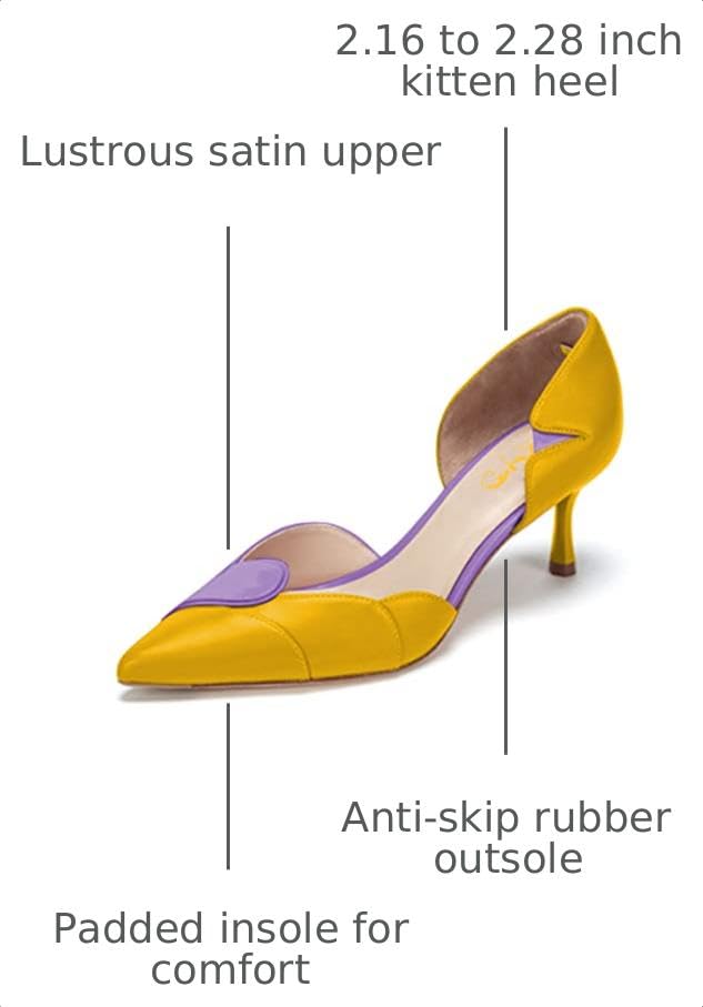 Image of XYD Women's Pumps, Elegant Pointed Toe, D'Orsay Kitten Low Heels, Rhinestone Studs, Slip-On Satin Shoes for Wedding