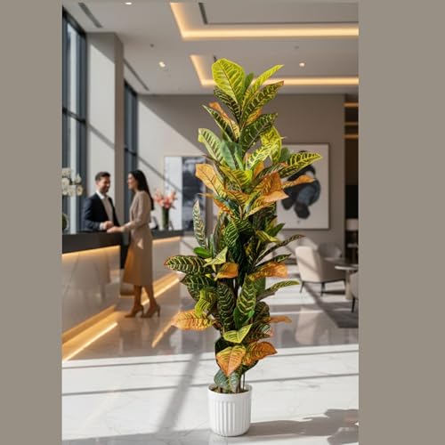 Image of Kayra Decor 4 Feet Artificial Croton Plant with Pot | Big Artificial Plants for Home Decor