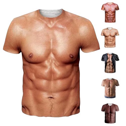 lustige kostüme, Herren T-Shirt mit 3D Muskelauf Druck Tee Shirt...
