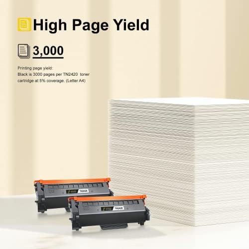 TN-2420 Toner Cartridge 2 x Black High Yield Replacement for Brother TN2420 TN2410 Compatible for MFC-L2710DW HL-L2350DW DCP-L2530DW DCP-L2510D MFC-L2750DW HL-L2370DN HL-L2310D HL-L2375DW MFC-L2730DW