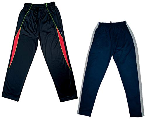 Image of IndiWeaves Girls and Boys-Unisex Fleece and Polyester Track Pants for Winters (Nevy Blue,Black,12-13 Years) Pack of 2