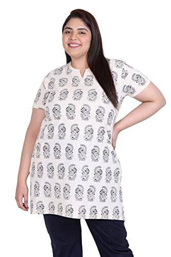 Image of In Love Women's Cotton Plus Size Longline T-Shirt Half Sleeve with Pockets | Cotton fabric - soft longline T-shirt with easy plus-size fit