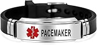Vista 16 de NanMuc Pulsera de identificación de alerta médica roja de primeros auxilios de emergencia grabada con láser Alerta de salud ajustable pulsera