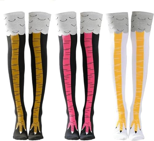THXFUNAREA 3 paia di calzini zampe di gallina,calzini divertenti,calze halloween donna,collant di halloween, collant donna halloween per carnevale, feste a tema