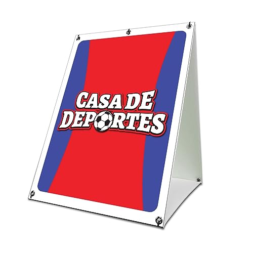 Casa De Deportes 24" x 36" A-Frame Sidewalk Sign| Advertise Your Business | Images On Both Sides | Sports House | Made in The USA
