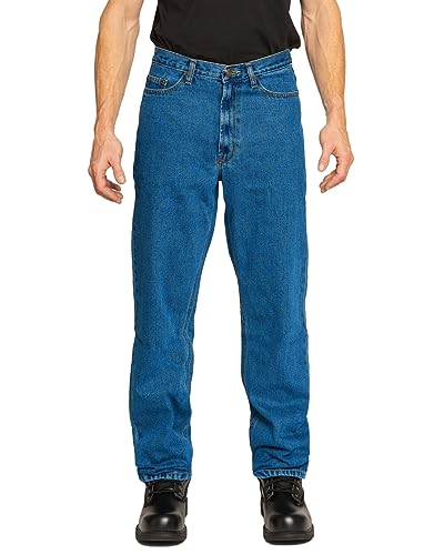 FULL BLUE 5 Pocket Denim Jeans, Straight Legs, Sits at Waist, Relaxed Thighs