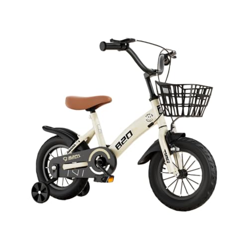 MORLU 子ども自転車 12 14 16インチ 補助輪付き 子供用 可愛い 女の子 幼児用自転車 組み立て簡単 2 〜 7歳 低学年 男の子 高さ調節可能 カゴ付 キックスタンド 誕生日 プレゼント ギフト (カーキ,12インチ)