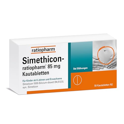 Simethicon-ratiopharm 85 mg Kautabletten: Helfen effektiv bei Blähungen und einem unangenehmen Völlegefühl 50 Kautabletten