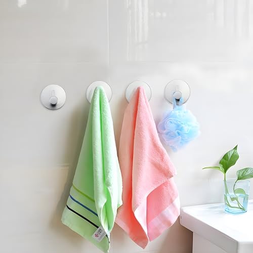 Image of JIALTO 5 pcs Self-Adhesive Stainless Steel Hooks: Heavy-Duty Wall Hanging Solution Without Drilling - Waterproof Hooks for Bathroom and Kitchen Towels (Round Silver)