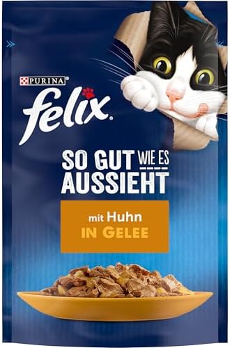 FELIX So gut wie es aussieht Senior in Gelee, mit Huhn, 26 x 85g | Katzenfutter nass