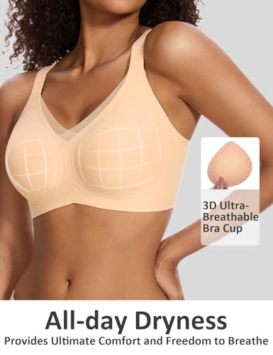 Image of Vinfact Womens V Lace Wireless Seamless Bras No Underwire Comfort Push Up Bras Supportive Full Coverage Bralettes T Shirt Bra