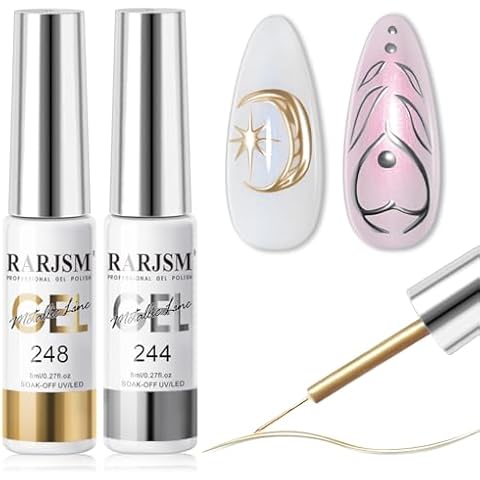 RARJSM Metallic Gel Liner Nail Art 2pcs Set Cover