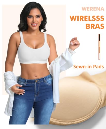 Image of Wireless Sewn in Padded Bras for Women Comfortable Full Coverage Bralettes No Underwire Everyday Tshirt Bra
