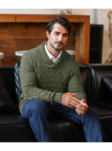 Men's Dressy Cable-Knit Sweater Buttoned Mock Neck Pullover for Fall & Winter, S-5XL 5