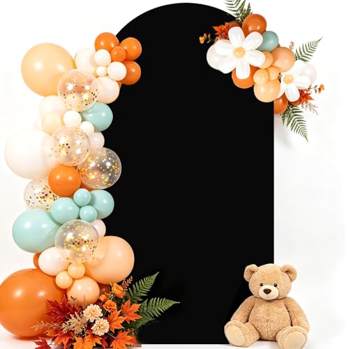 Chesjin 7.2FT Wedding Arch Cover Black Arch Backdrop Cover Double-Sided Spandex Stretchy Backdrop Stand Cover for Birthday Party Baby Shower Photo Booth Ceremony Decoration