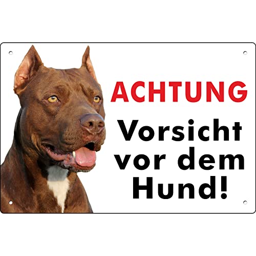 PUBBLIMANIA PITBULL ACHTUNG vorsicht vor dem Hund! Aluminium-Verbundschild für den Außen- und Innenbereich, 3 mm stark (Pitbull Cm 15x20)